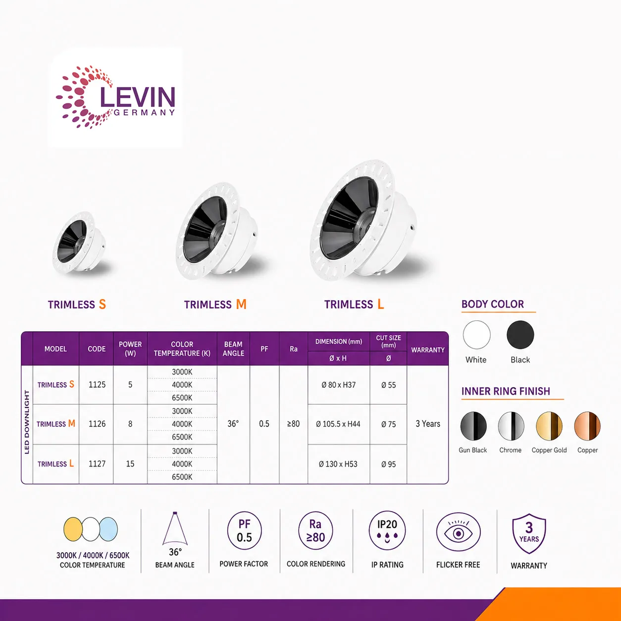 Trimless Downlight, LED Ceiling Downlight, Soft Light Downlight