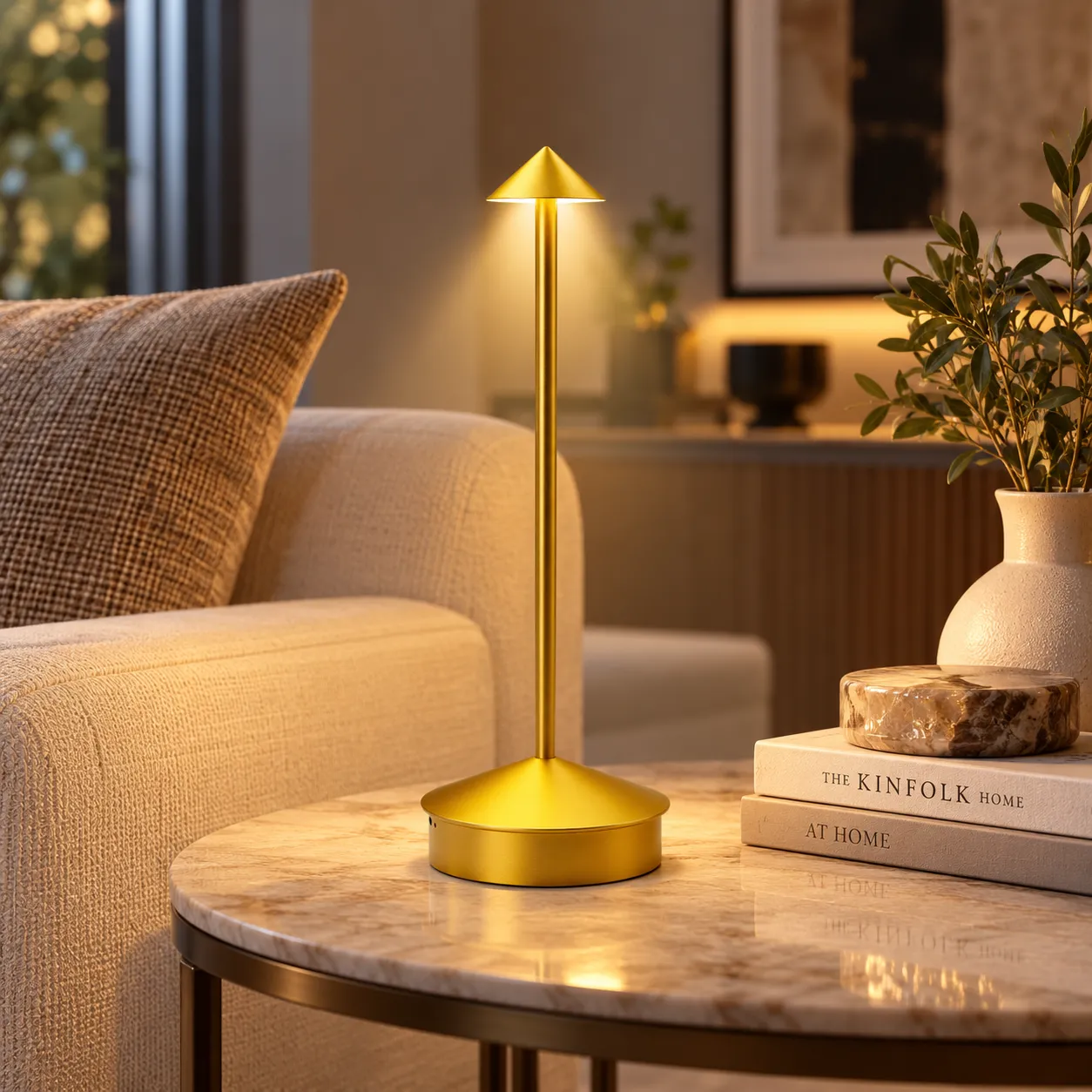 LEVIN Cone Gold Rechargeable Table Lamp