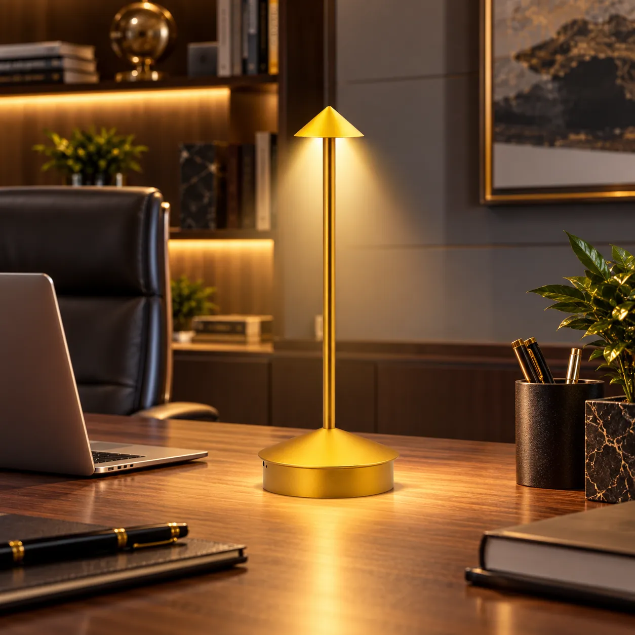 LEVIN Cone Gold Rechargeable Table Lamp