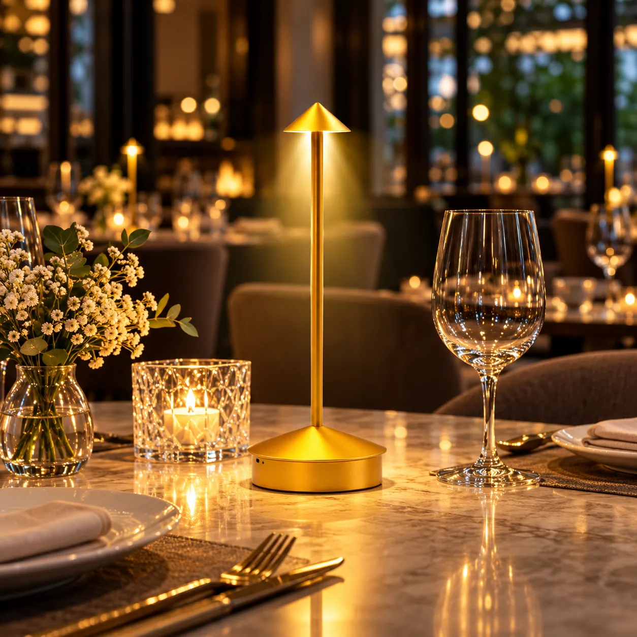 LEVIN Cone Gold Rechargeable Table Lamp