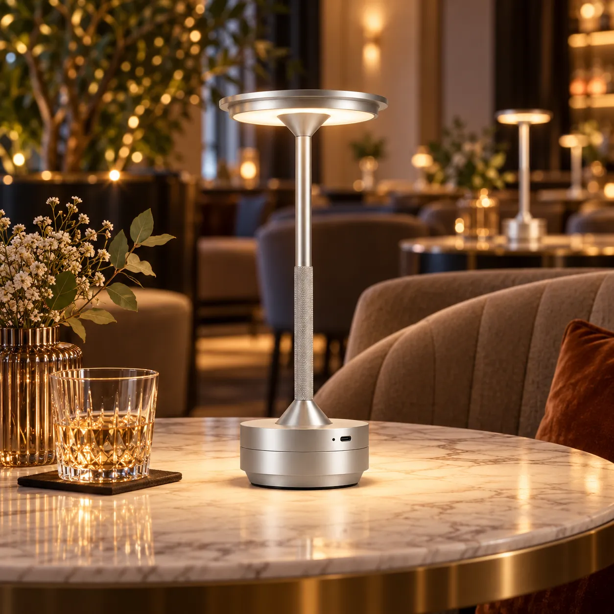 Silver Cordless Table Lamp | Ultra LED | LEVIN