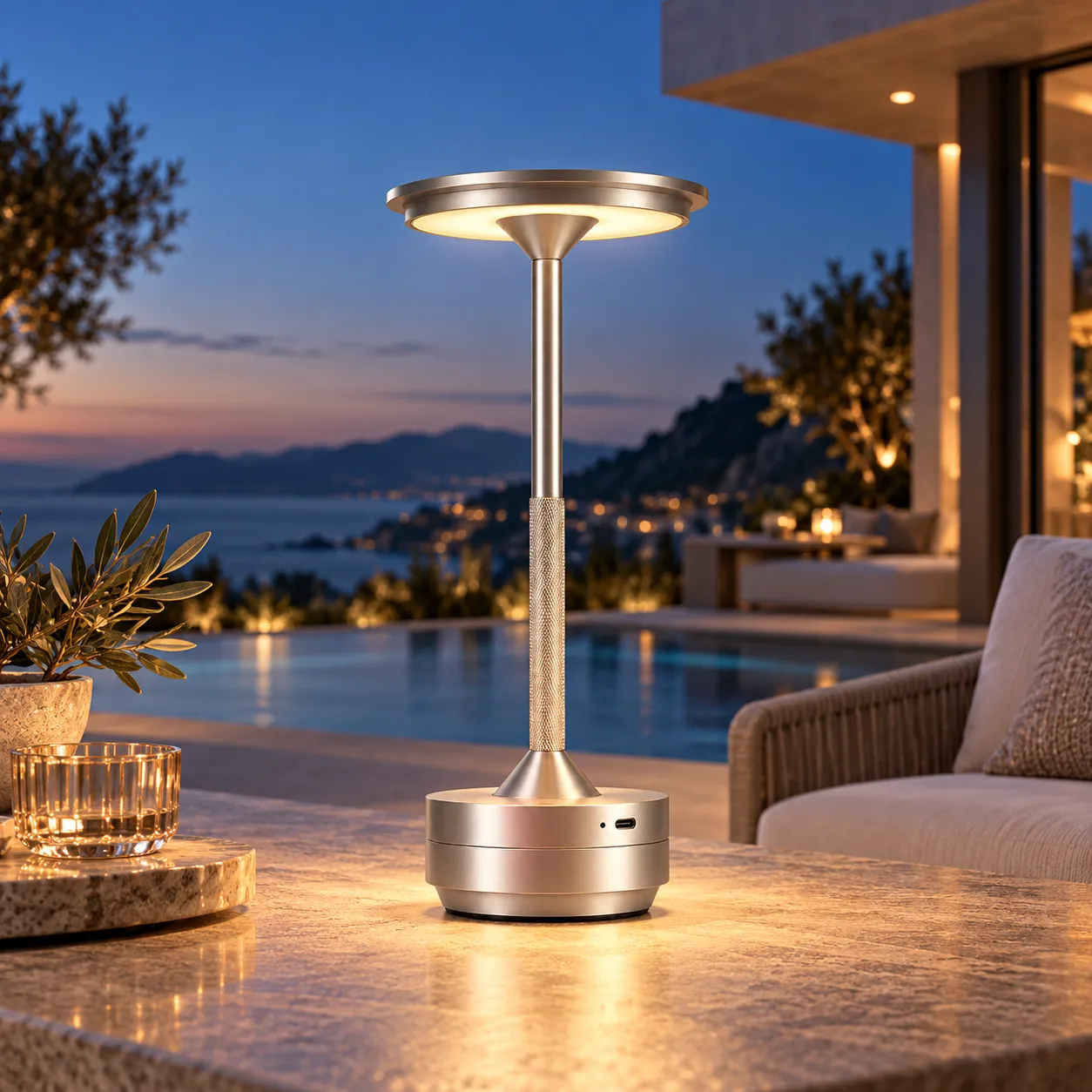 Silver Cordless Table Lamp | Ultra LED | LEVIN
