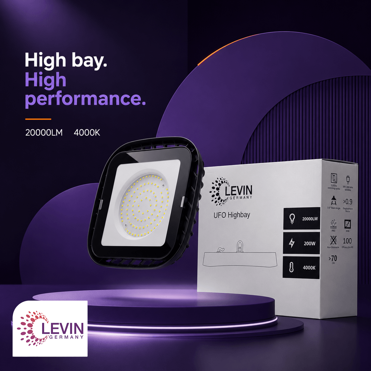 200W LED High Bay Light, 20,000 lm | Levin UAE - Image 7