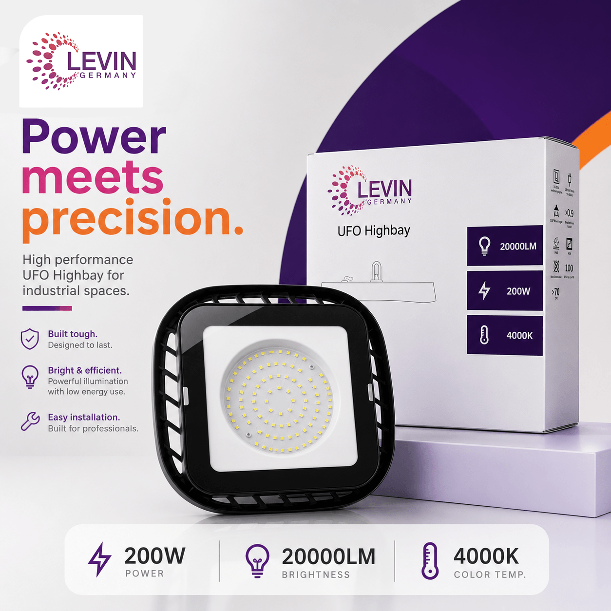 200W LED High Bay Light, 20,000 lm | Levin UAE - Image 8