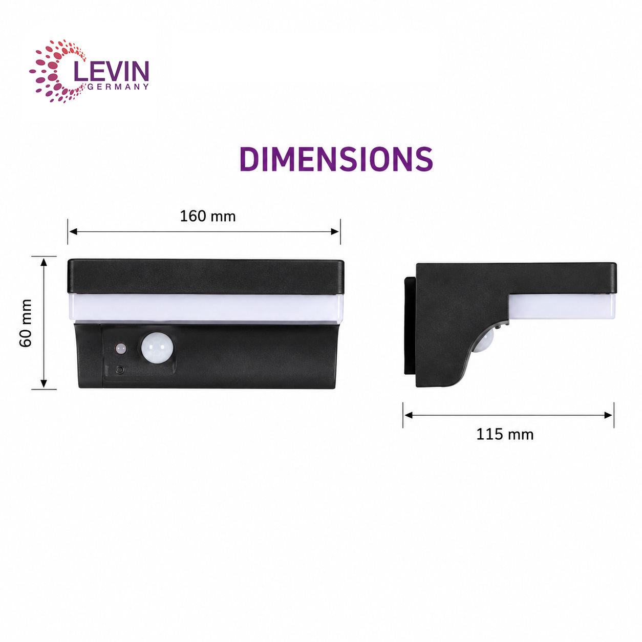 Levin Horizontal Solar Wall Light 3W IP65