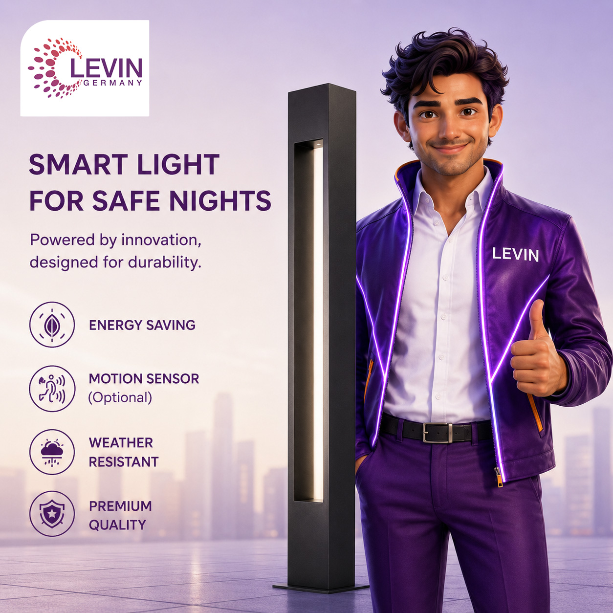 Levin LED Bollard Light IP65 for Outdoor Landscape Lighting
