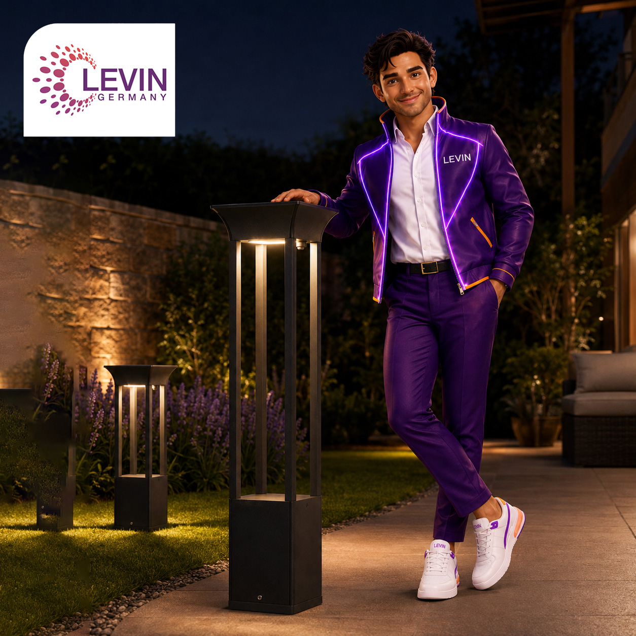 Levin Square Solar Bollard 400mm and 650mm IP65