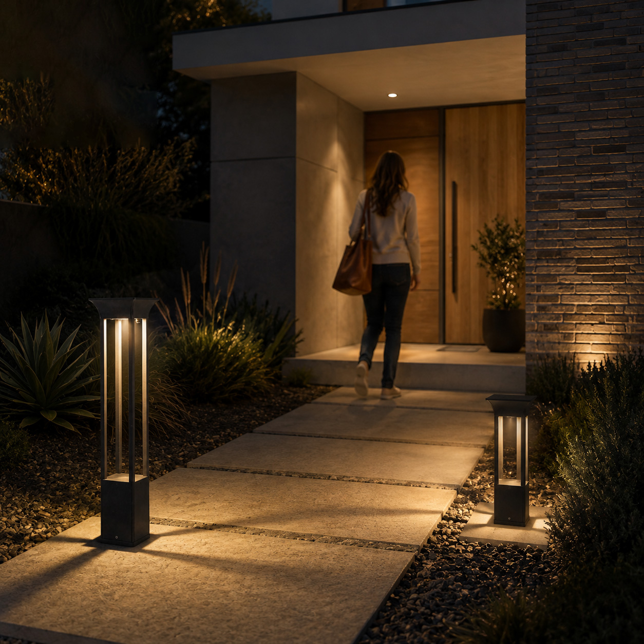 Levin Square Solar Bollard 400mm and 650mm IP65