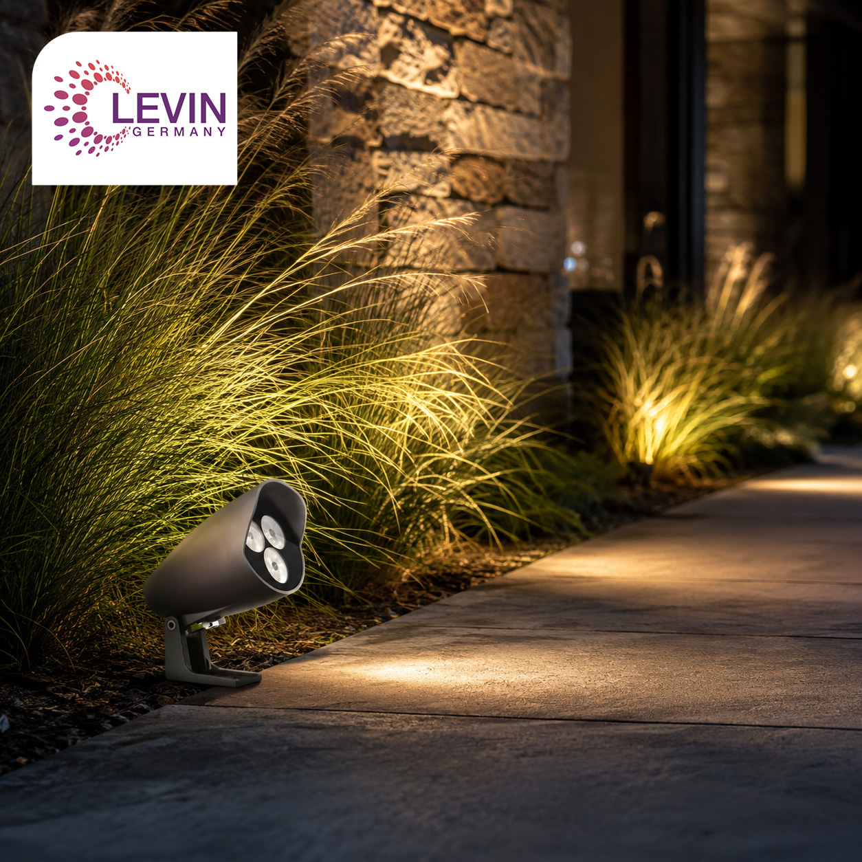 Levin Outdoor Accent Spotlight with Hooded Design