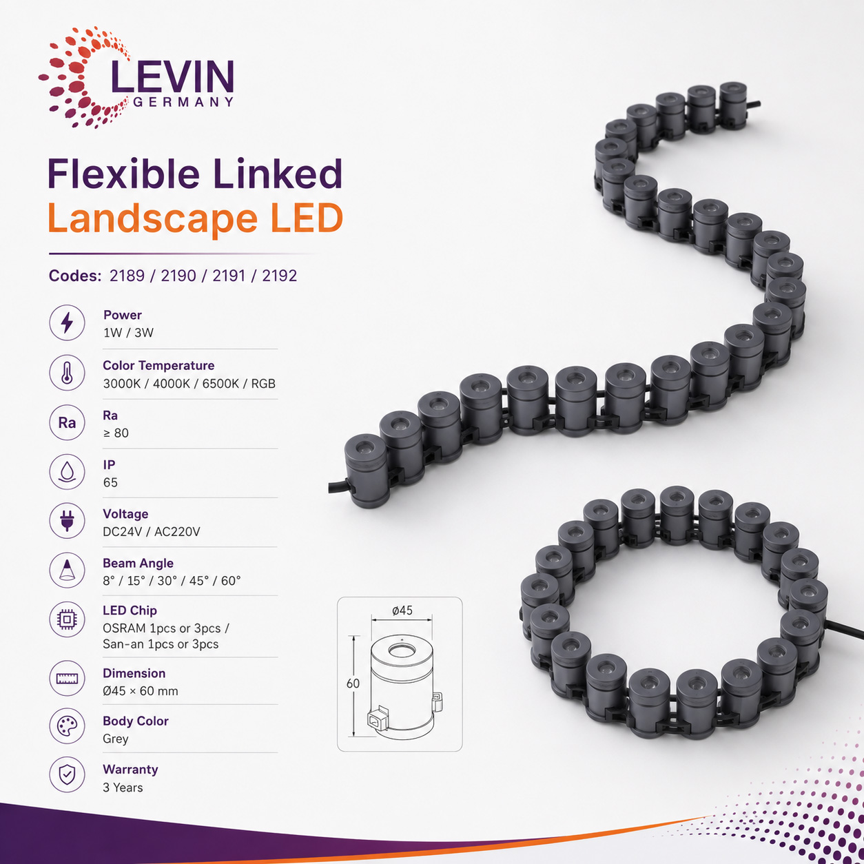 Levin 1W Modular Landscape Light Code 2189