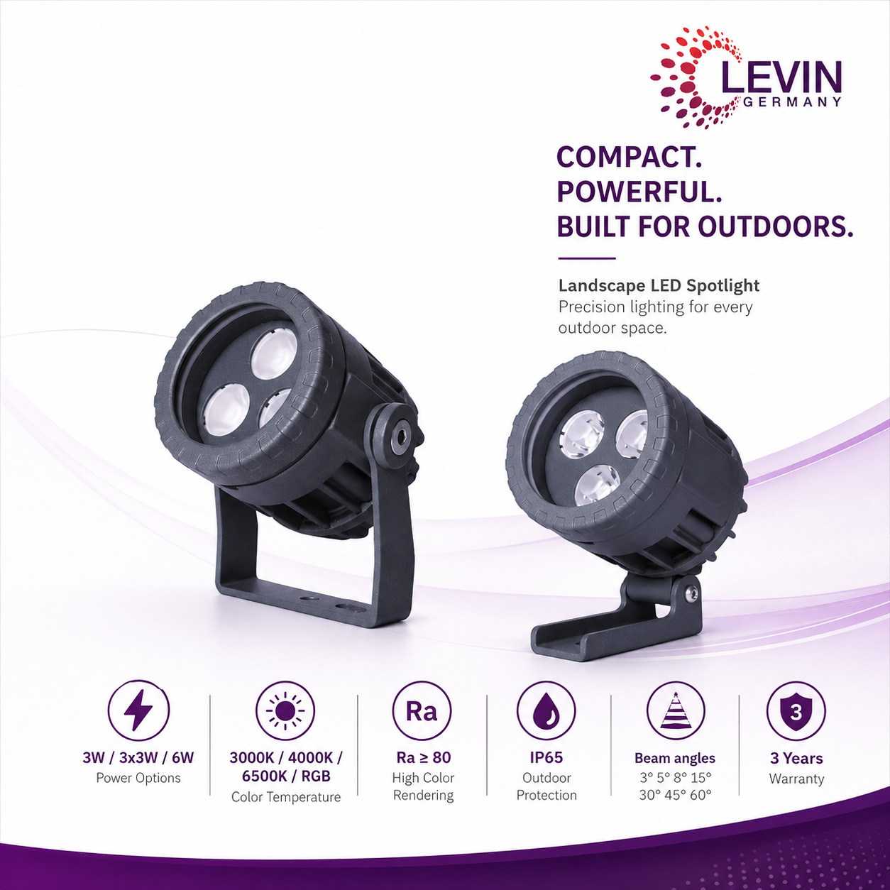 Levin Narrow Beam Outdoor Landscape Spotlight