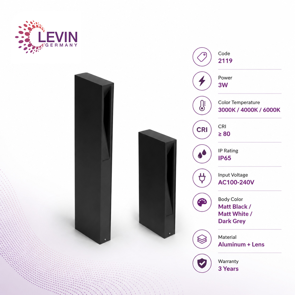 Levin 600mm Architectural Pathway Light