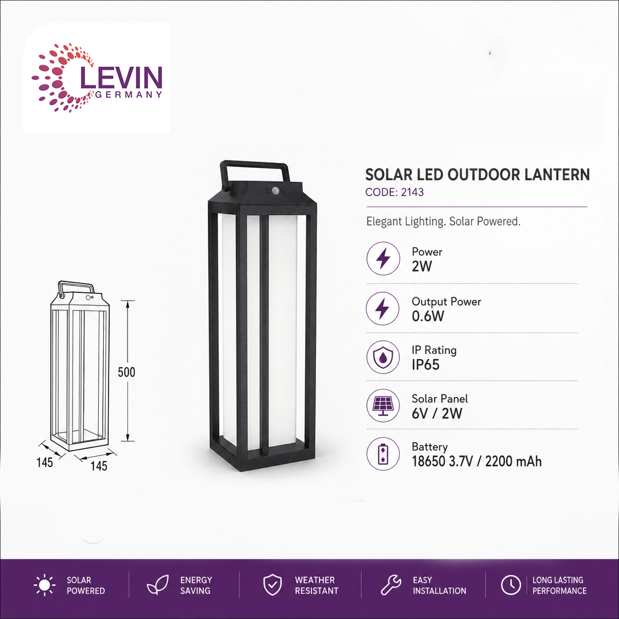 Levin Open Frame Solar Lantern for Outdoor Landscapes