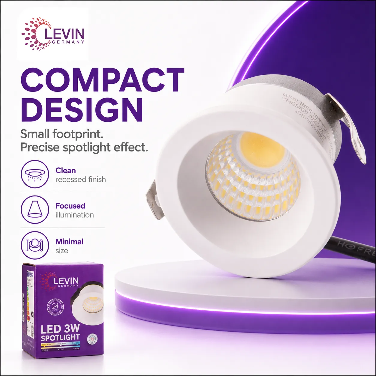 Compact Downlight, 3000K LED Spotlight, 4000K LED Spotlight, 6500K LED Spotlight